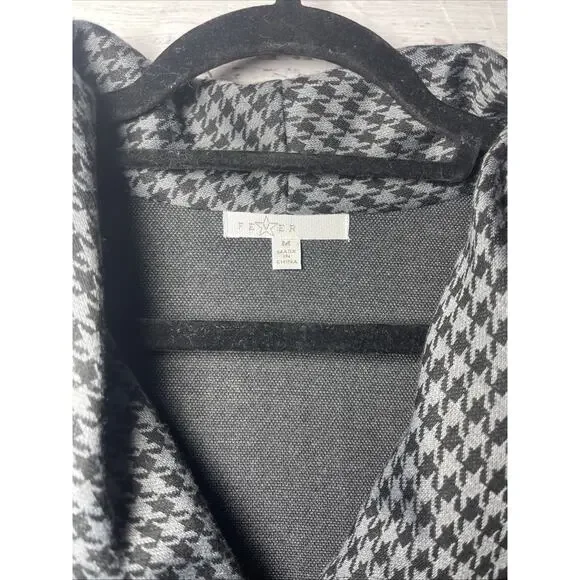 Fever Black And Gray Witchy Grunge Indie Overcoat Size M 3 Button W/ Pocket - Picture 3 of 10